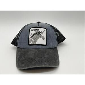 Goorin Bros LEGEND Trucker Hat Snap Back Cotton/Mesh Black/Denim Wash Preowned